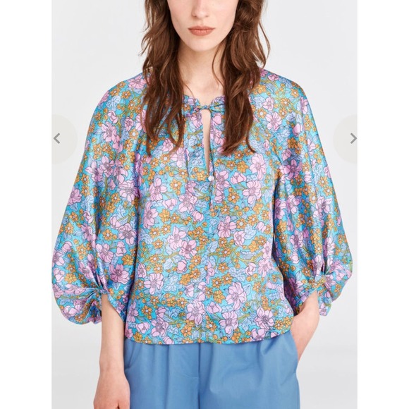BAUM UND PFERDGARTEN-MARTHA BLOUSE/BLUE FLOWERSCAPE/ 36 / NWT